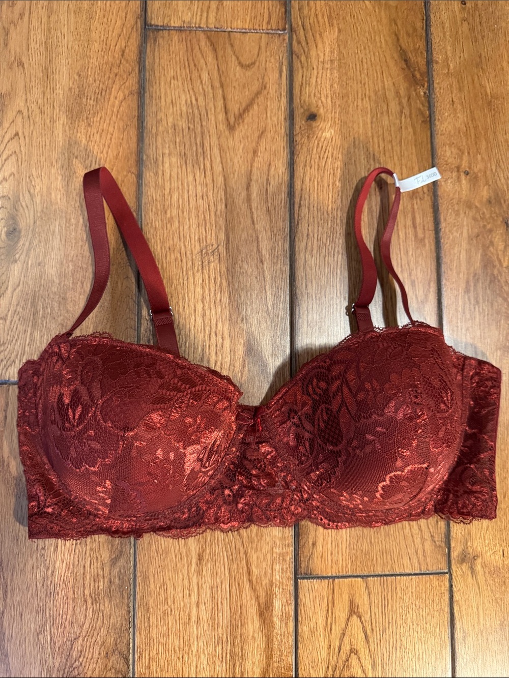 FA Lace Underwire Balconette Bra in Deep Wine Red sz. 34DD
